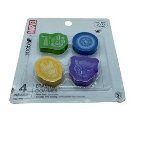 Yoobi x Marvel 4 Pack of School Erasers NWT Unopened Latex Free